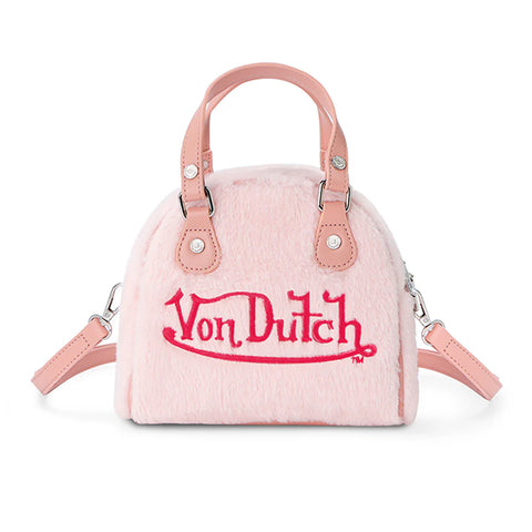 Von Dutch Light Pink Furry Bowling Bag
