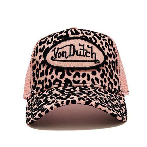 Von Dutch Pink Cheetah Velvet Trucker Hat
