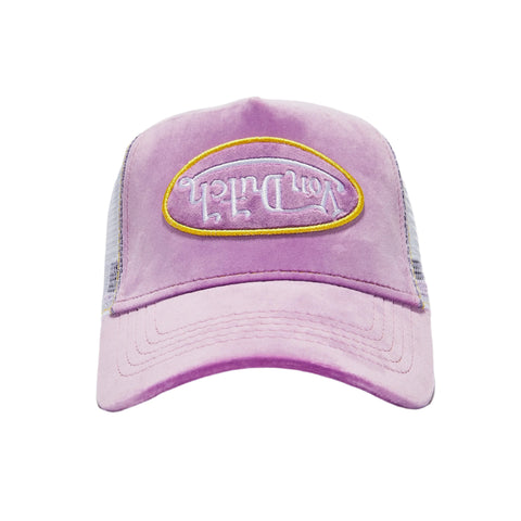 Von Dutch Purple Reverse Logo Velvet Trucker Hat