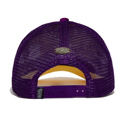 Von Dutch Purple & Yellow Velvet Trucker Hat