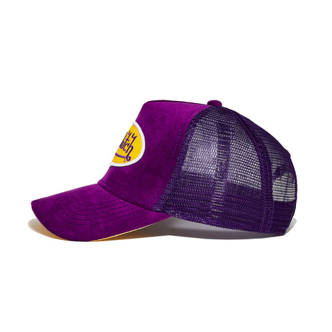 Von Dutch Purple & Yellow Velvet Trucker Hat