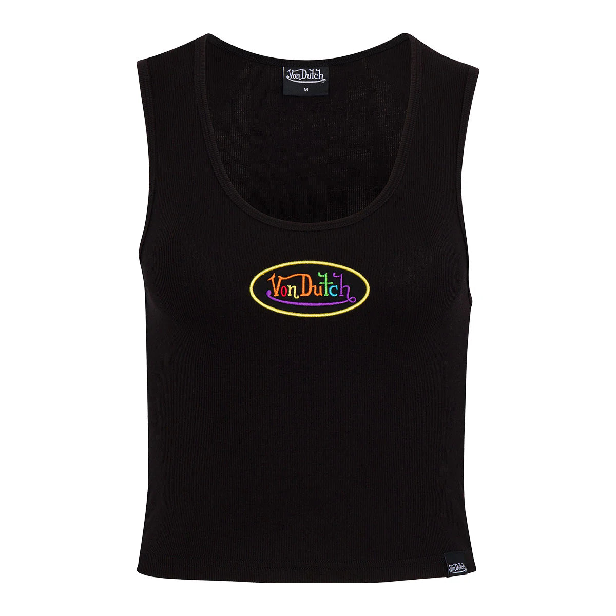 Von Dutch Rainbow Logo Black Crop Tank
