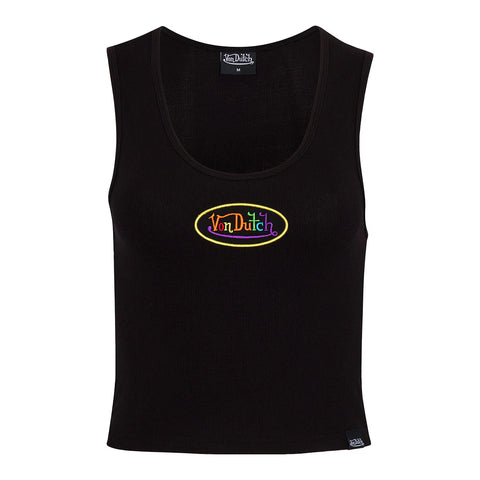 Von Dutch Rainbow Logo Black Crop Tank