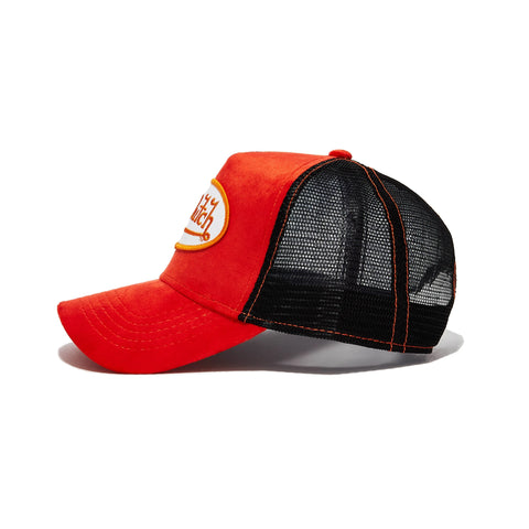 Von Dutch Orange & Black Velvet Trucker Hat