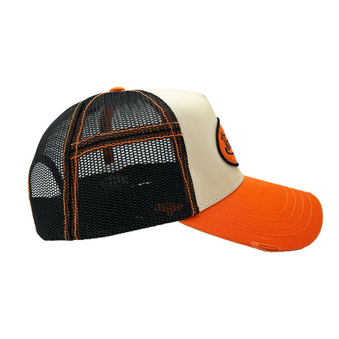Von Dutch Tan & Orange Classic Distressed Trucker Hat