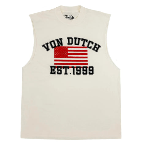 Von Dutch White USA Sleeveless Tee