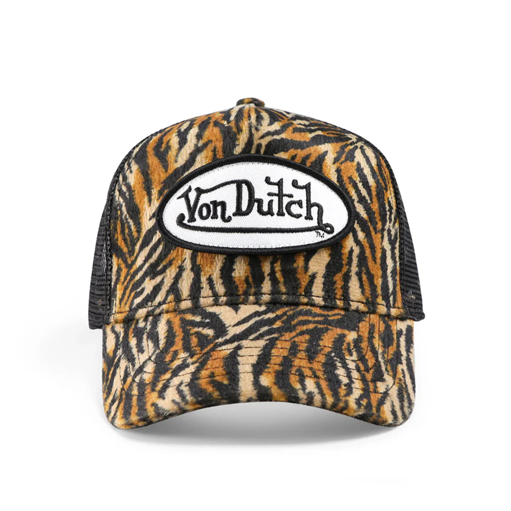 Von Dutch Tiger Stripe Velvet Trucker Hat