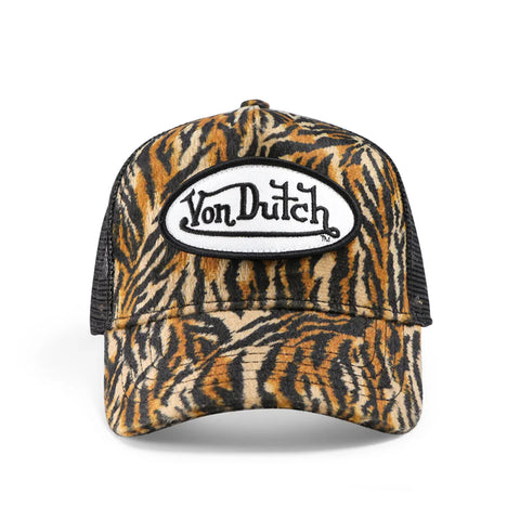 Von Dutch Tiger Stripe Velvet Trucker Hat