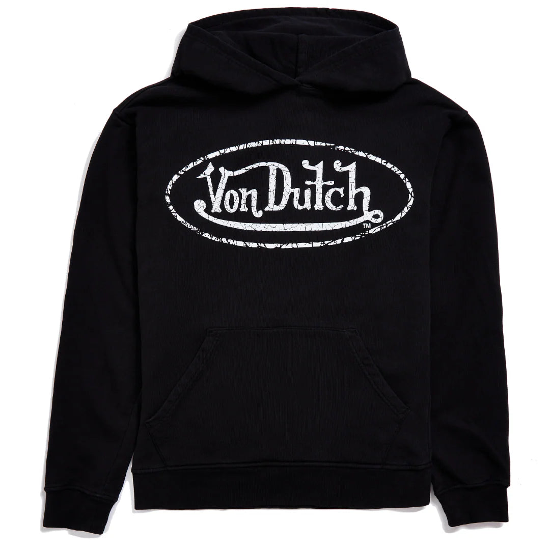 Von Dutch Black French Terry Washed Logo Hoodie