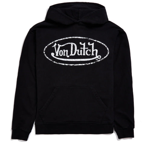Von Dutch Black French Terry Washed Logo Hoodie