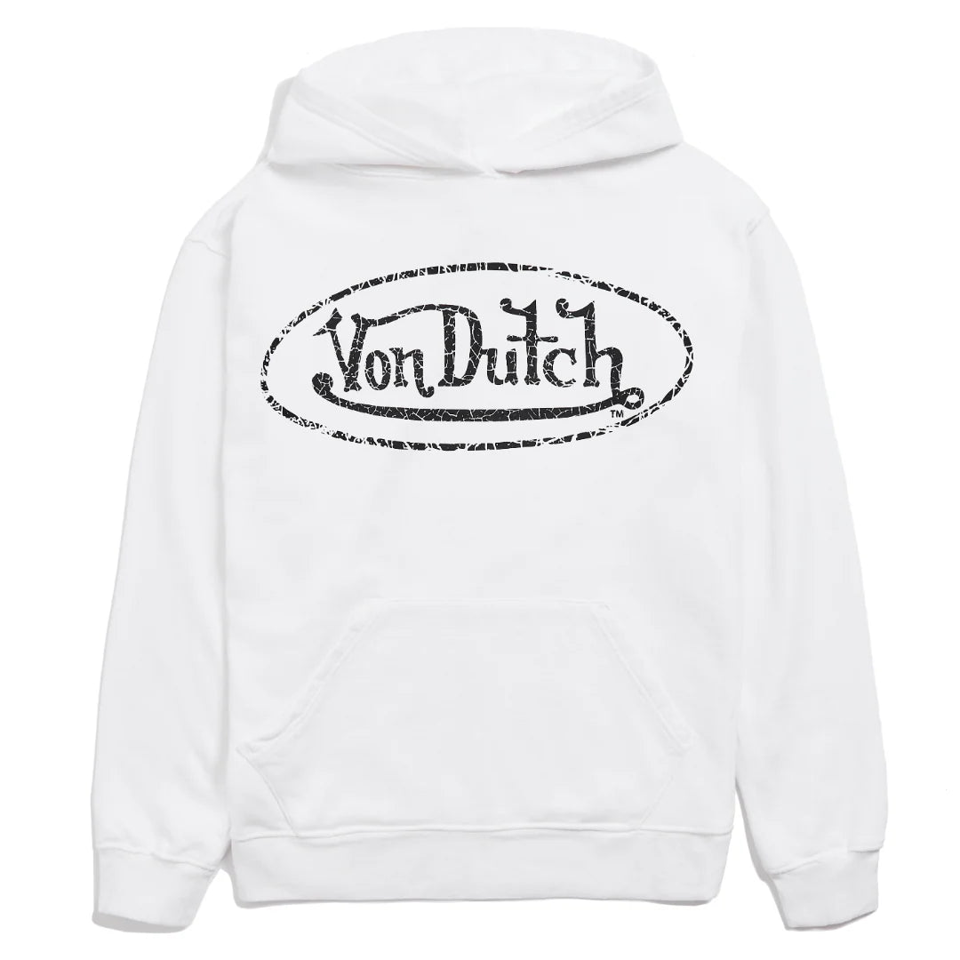Von Dutch White French Terry Washed Logo Hoodie