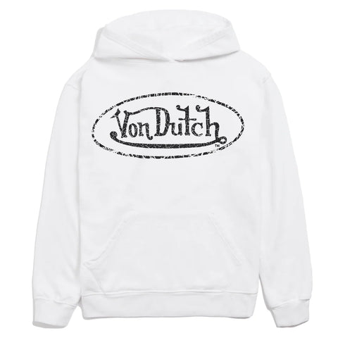 Von Dutch White French Terry Washed Logo Hoodie