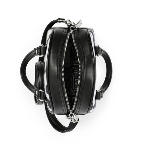 Von Dutch Black & White Cow Print Vegan Pony Hair Bowling Bag