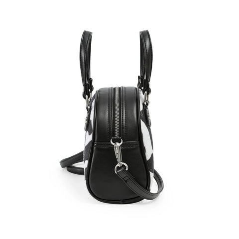 Von Dutch Black & White Cow Print Vegan Pony Hair Bowling Bag