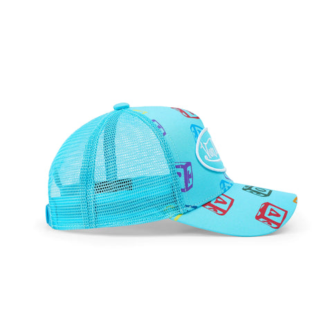 Von Dutch Kids Classic Trucker Hat - Blue All Over Blocks