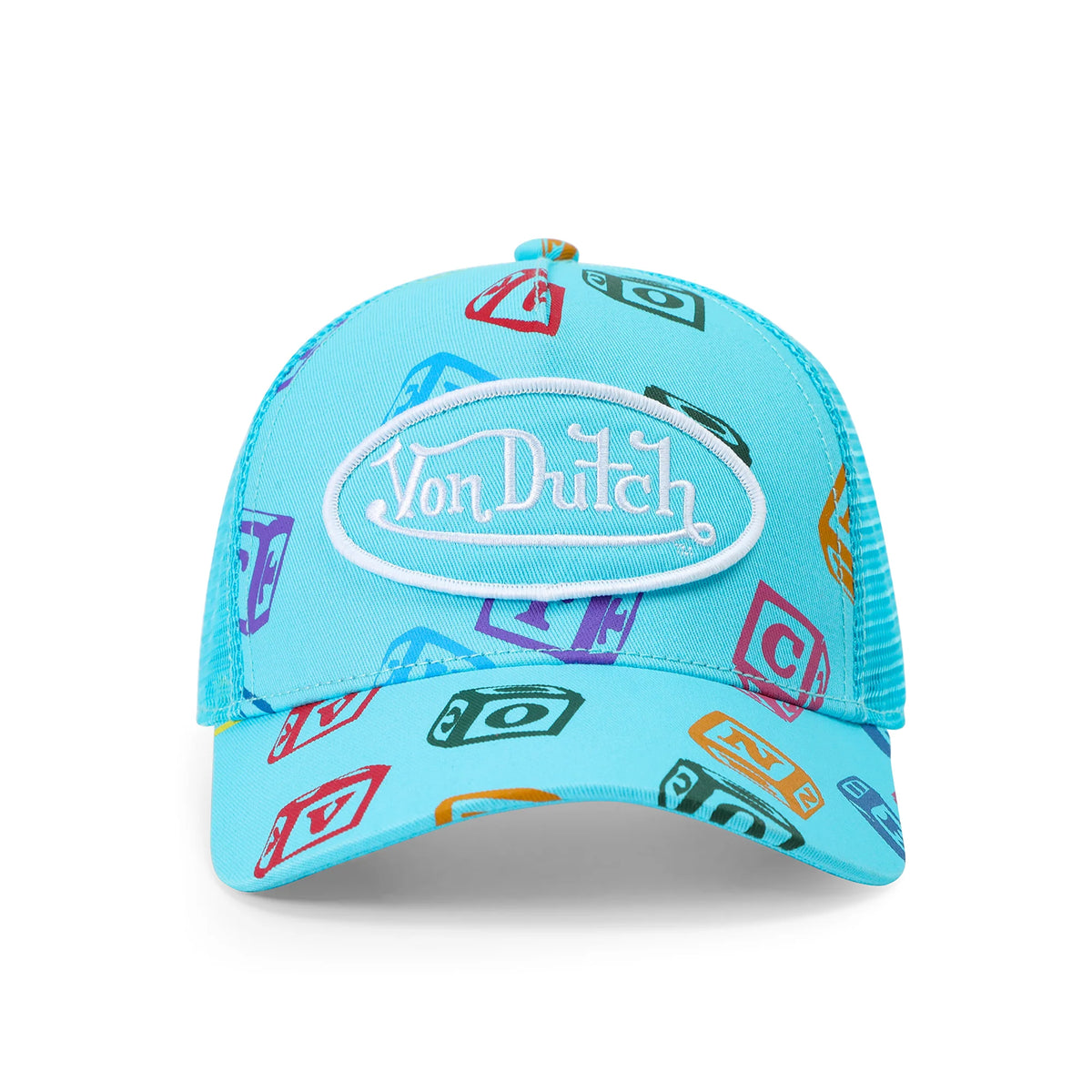 Von Dutch Kids Classic Trucker Hat - Blue All Over Blocks