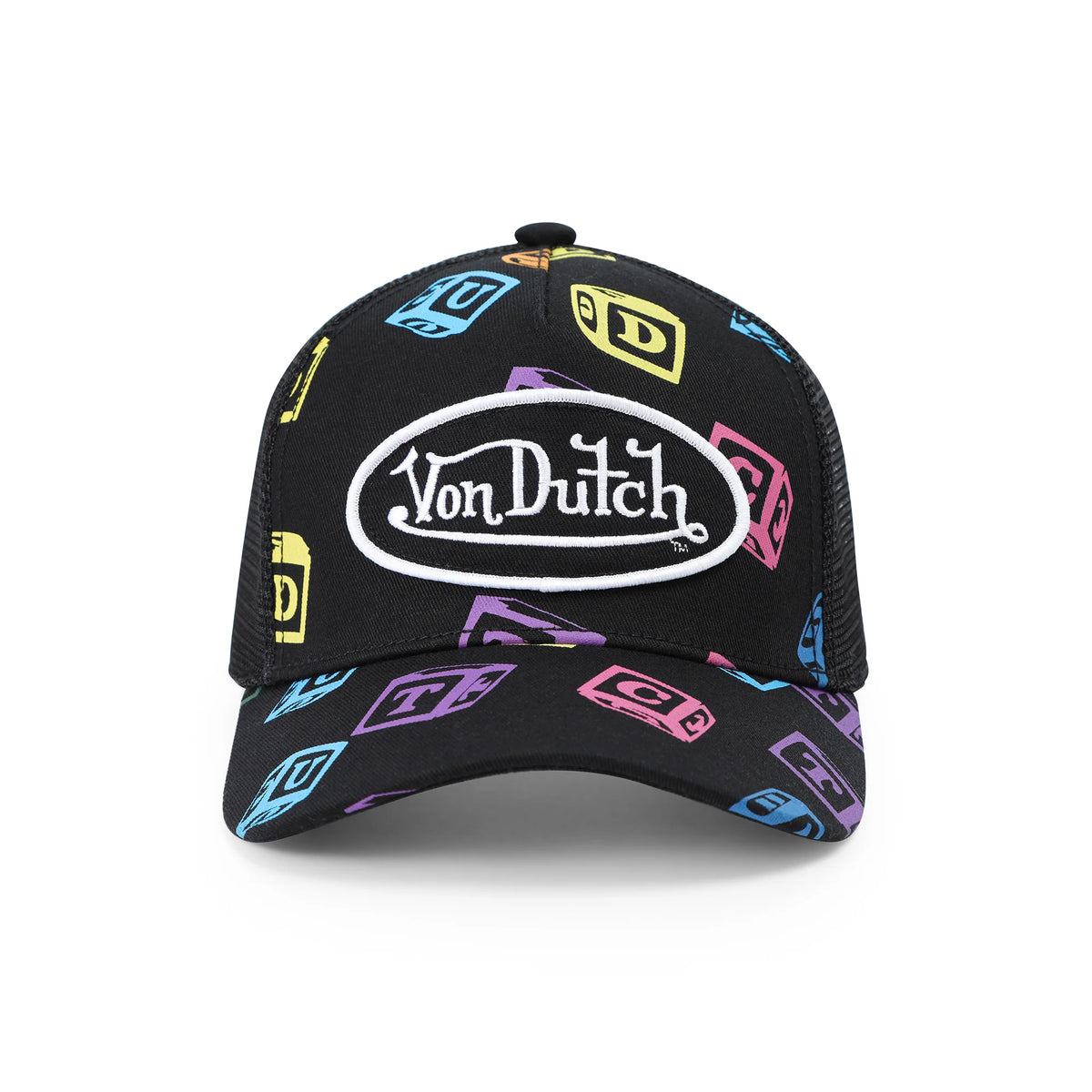 Von Dutch Kids Classic Trucker Hat - Black All Over Blocks