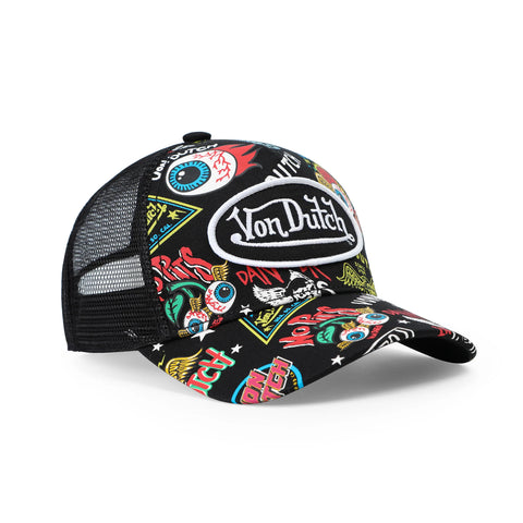Von Dutch Kids Classic Trucker Hat - All Over Black Jax