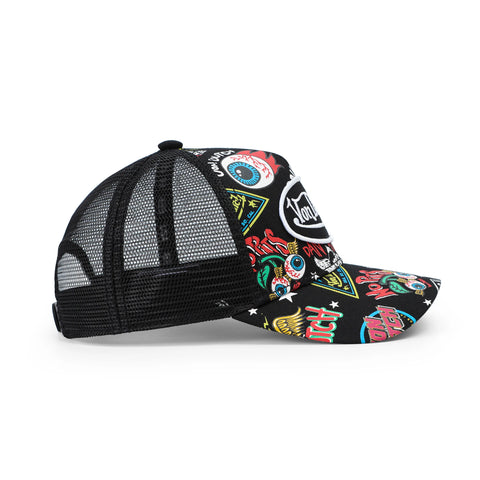 Von Dutch Kids Classic Trucker Hat - All Over Black Jax
