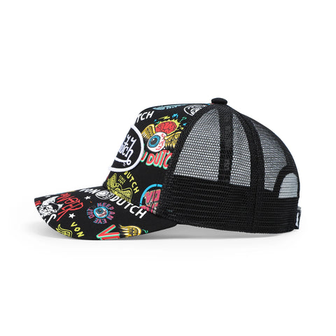 Von Dutch Kids Classic Trucker Hat - All Over Black Jax