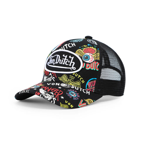 Von Dutch Kids Classic Trucker Hat - All Over Black Jax