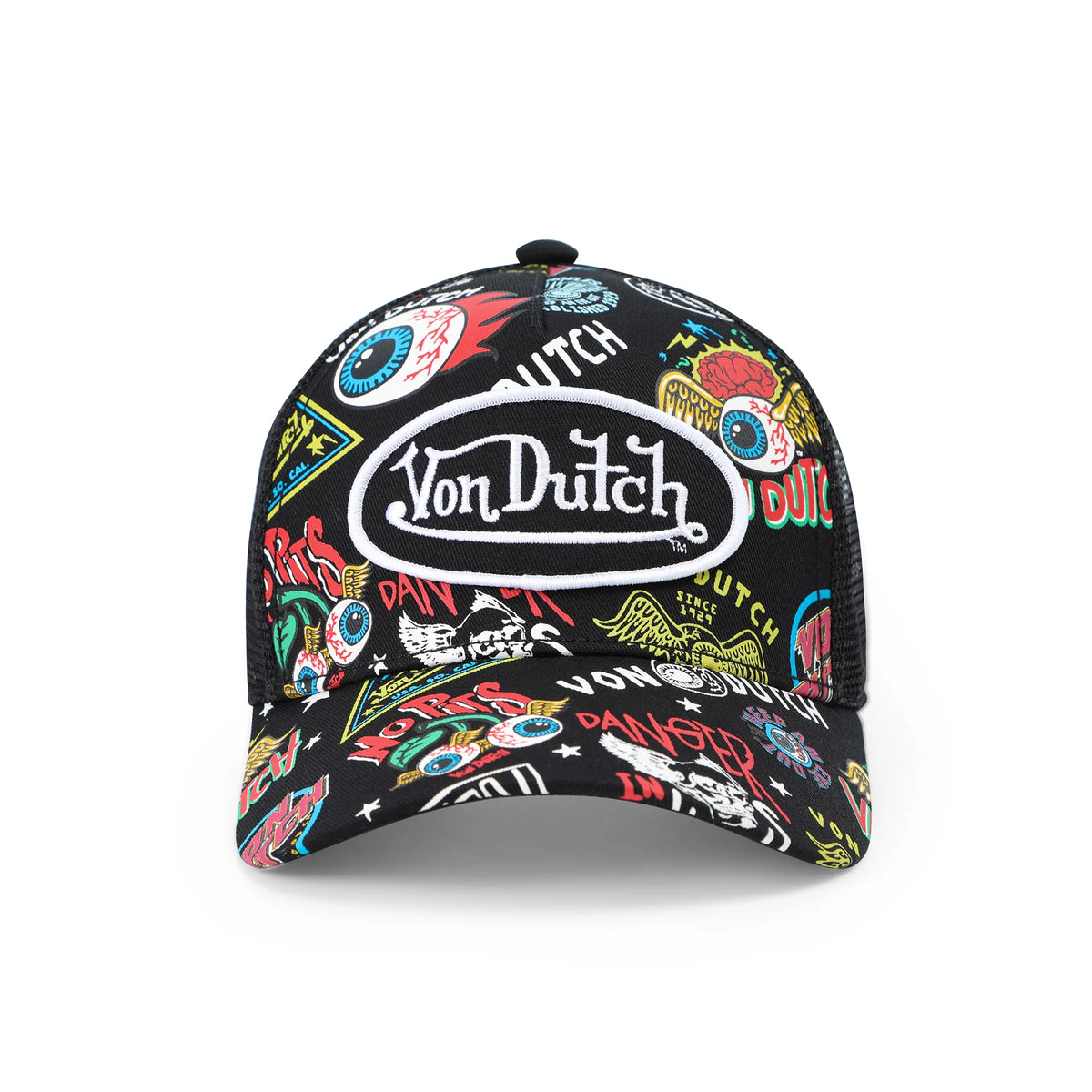 Von Dutch Kids Classic Trucker Hat - All Over Black Jax