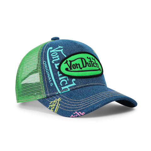 Von Dutch Kids Denim Trucker Hat - Green Apple