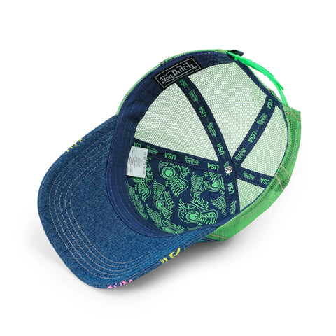 Von Dutch Kids Denim Trucker Hat - Green Apple