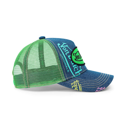 Von Dutch Kids Denim Trucker Hat - Green Apple