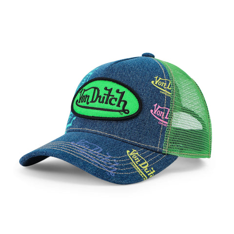 Von Dutch Kids Denim Trucker Hat - Green Apple