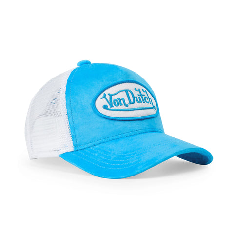 Von Dutch Kids Velvet Trucker Hat -  Blue Crush
