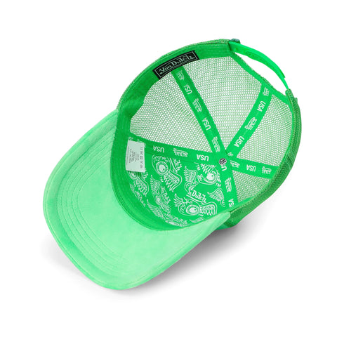 Von Dutch Kids Velvet Trucker Hat -  Lime Green
