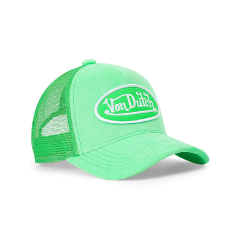 Von Dutch Kids Velvet Trucker Hat -  Lime Green