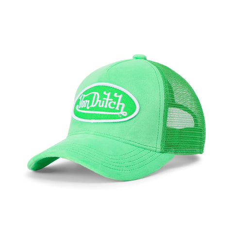 Von Dutch Kids Velvet Trucker Hat -  Lime Green
