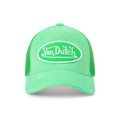 Von Dutch Kids Velvet Trucker Hat -  Lime Green