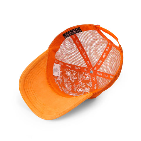 Von Dutch Kids Velvet Trucker Hat - Neon Orange