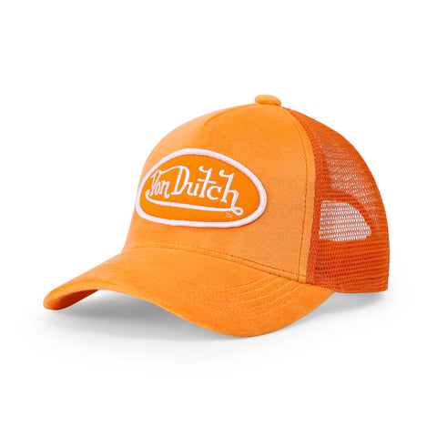 Von Dutch Kids Velvet Trucker Hat - Neon Orange