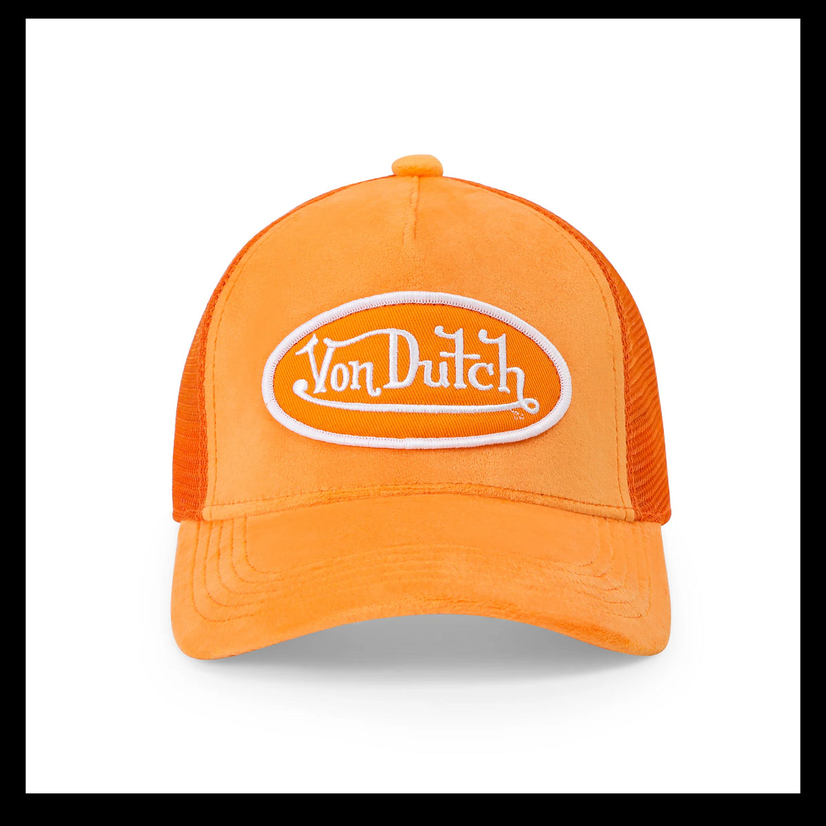 Von Dutch Kids Velvet Trucker Hat - Neon Orange