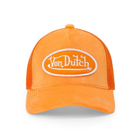 Von Dutch Kids Velvet Trucker Hat - Neon Orange