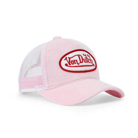 Von Dutch Kids Velvet Trucker Hat -  Pink Crush