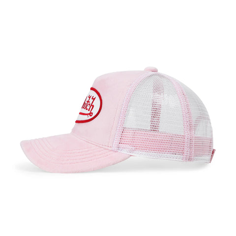 Von Dutch Kids Velvet Trucker Hat -  Pink Crush