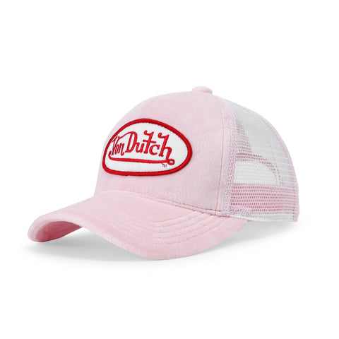 Von Dutch Kids Velvet Trucker Hat -  Pink Crush
