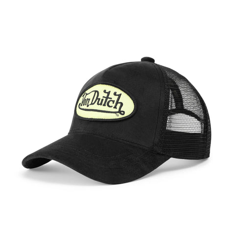 Von Dutch Kids Velvet Trucker Hat - Black & Yellow