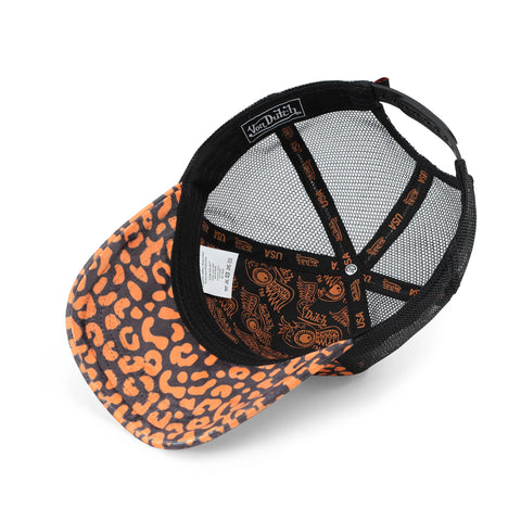 Von Dutch Kids Velvet Trucker Hat - Orange Cheetah