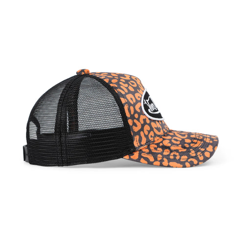 Von Dutch Kids Velvet Trucker Hat - Orange Cheetah
