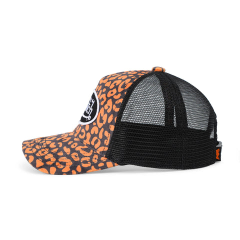 Von Dutch Kids Velvet Trucker Hat - Orange Cheetah