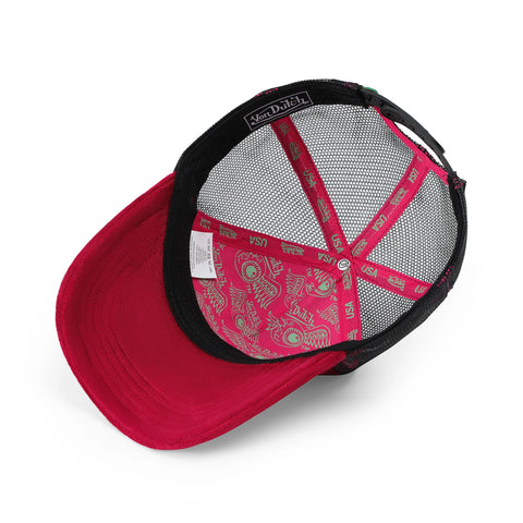 Von Dutch Kids Velvet Trucker Hat - Wine/Lime