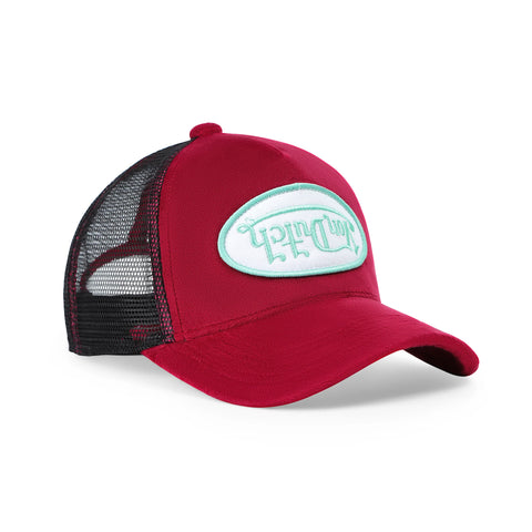 Von Dutch Kids Velvet Trucker Hat - Wine/Lime