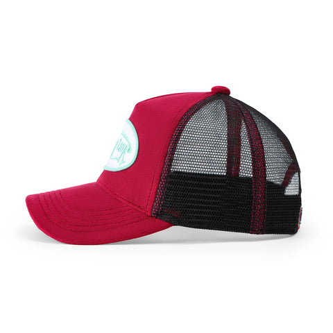 Von Dutch Kids Velvet Trucker Hat - Wine/Lime