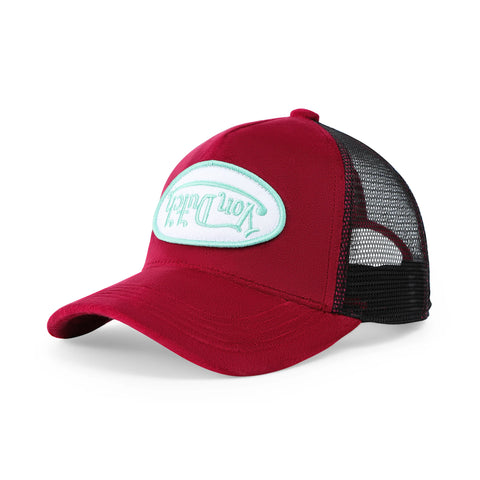 Von Dutch Kids Velvet Trucker Hat - Wine/Lime